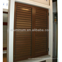wood grain aluminum shutters window